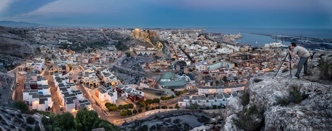 Panoramic view of the city of Almeria from Las Mellizas hill