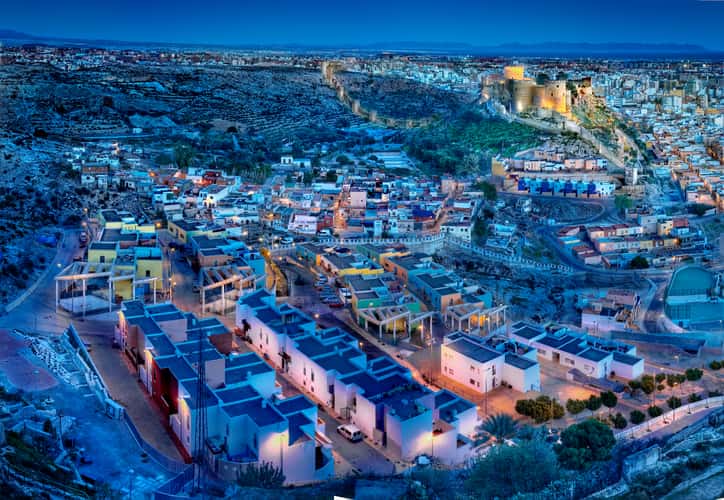 Panoramic view of the city of Almeria from Las Mellizas hill