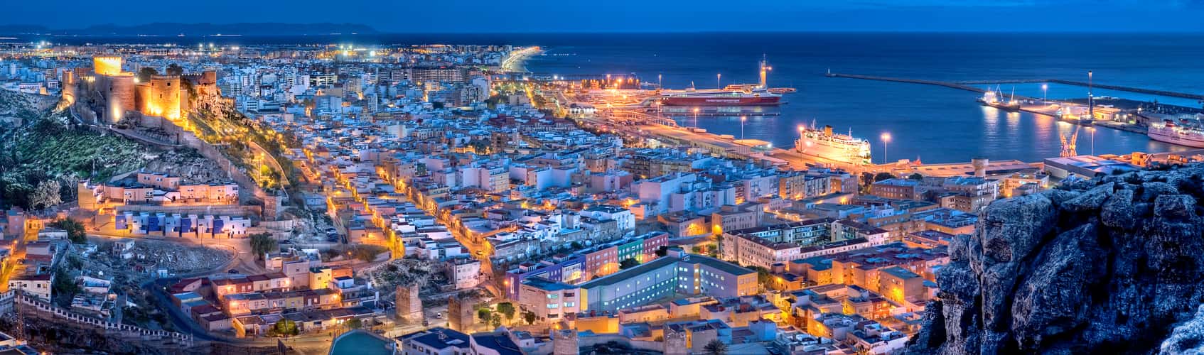 Panoramic view of the city of Almeria from Las Mellizas hill