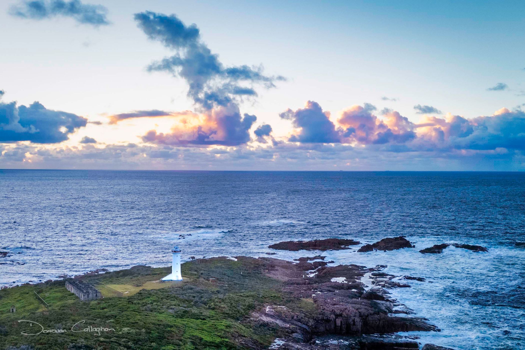 Point Stephens Lighthouse and Fingal Island, Fingal Bay, NSW, Australia