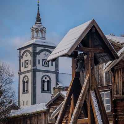 Røros church and Hyttklokka, Norway