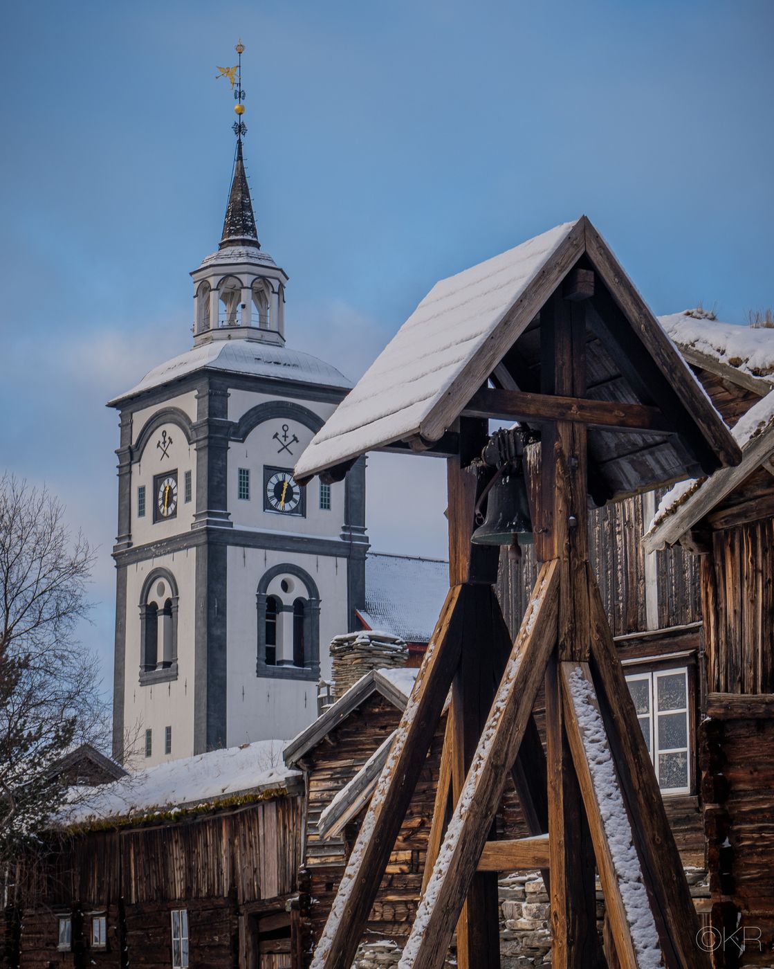 Røros church and Hyttklokka, Norway