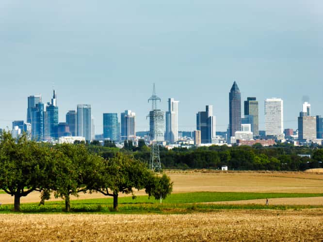 Frankfurt skyline from the hill on the outskirts of Eschborn
