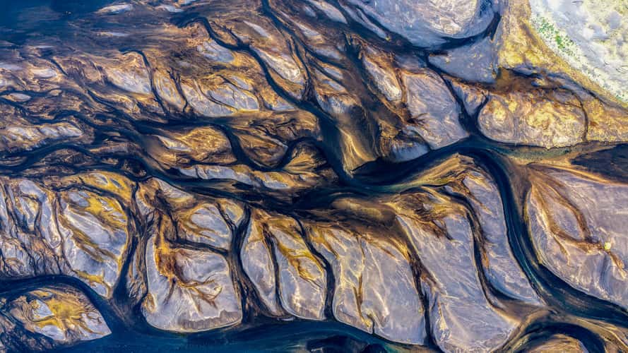 The unique pattern of a glacial river.