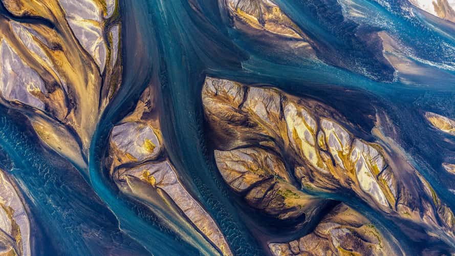 The unique pattern of a glacial river.