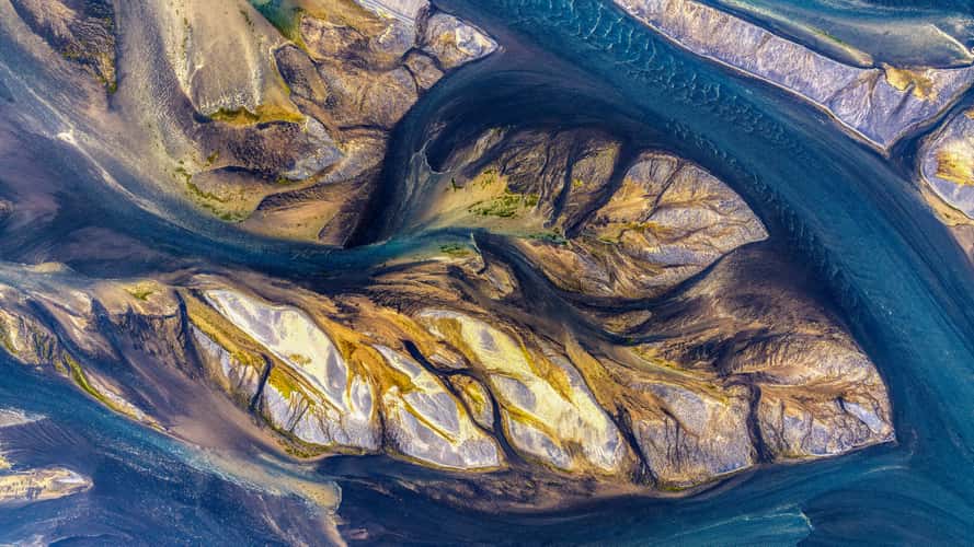 The unique pattern of a glacial river.