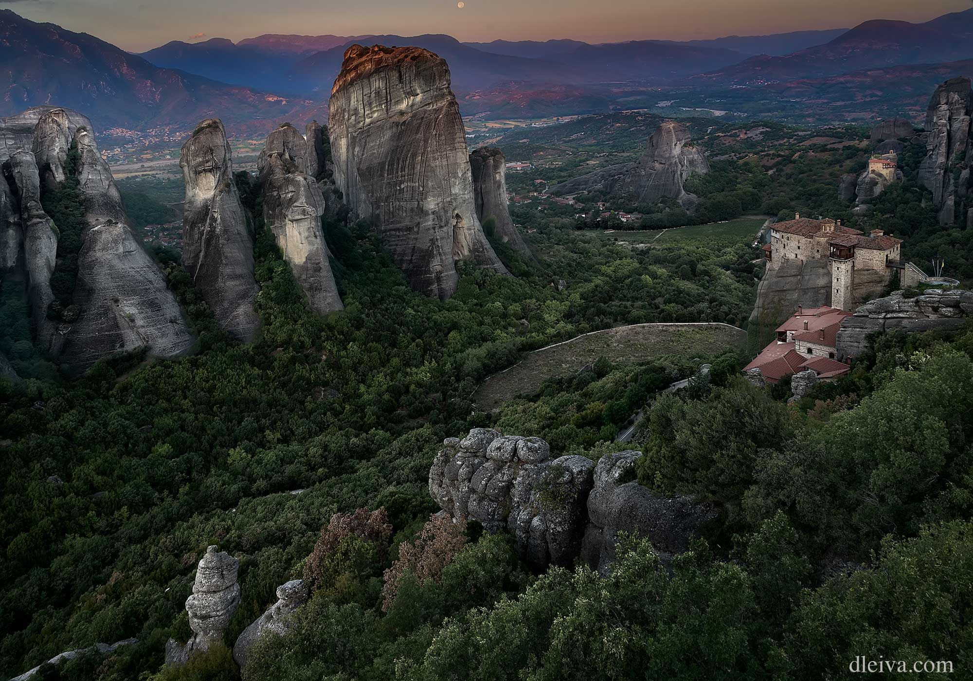 View of Meteora valley from Psaropetra Lookout, Greece