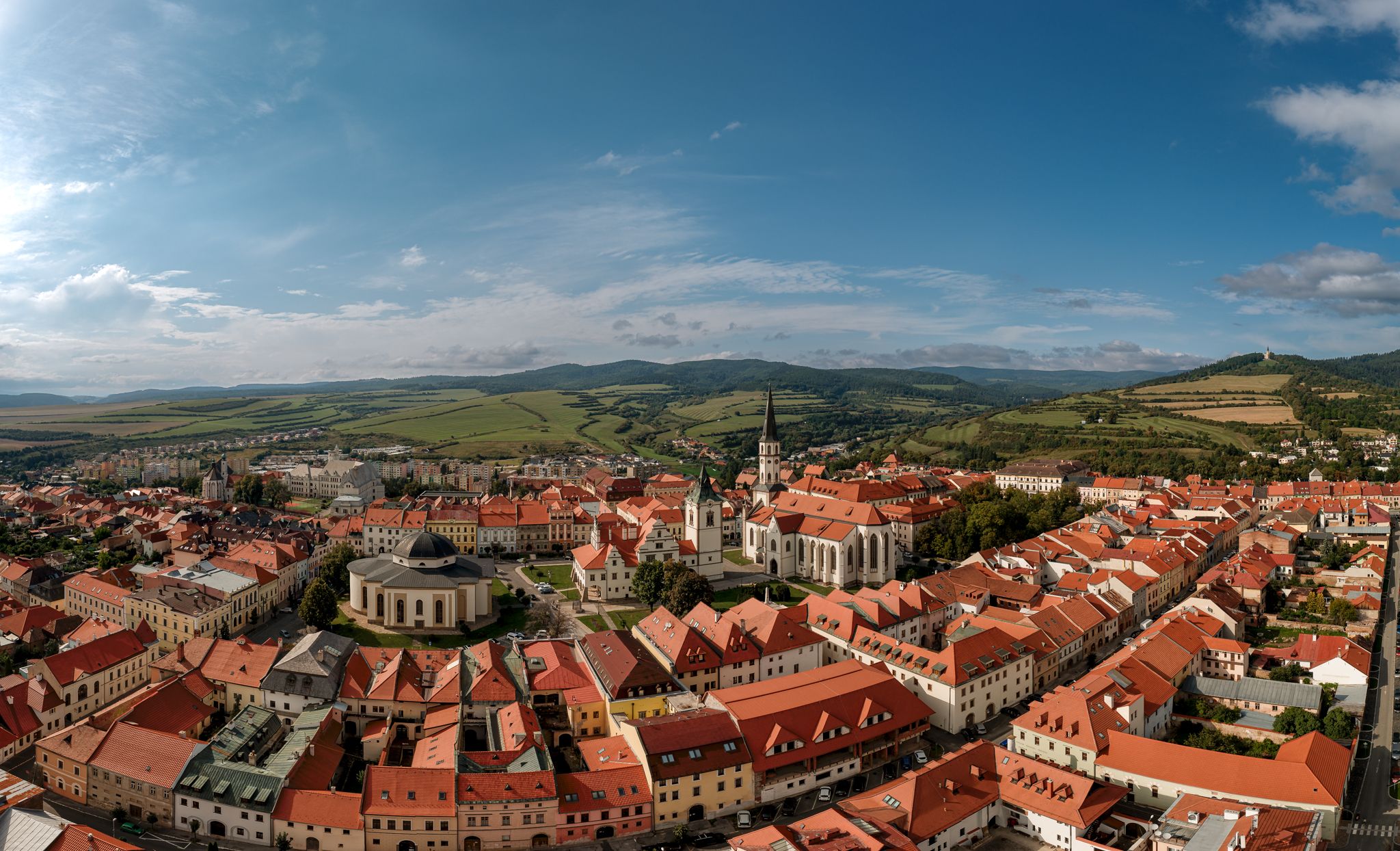 Aerial cityscape about amazing Levoča city in Slovakia, Slovakia (Slovak Republic)