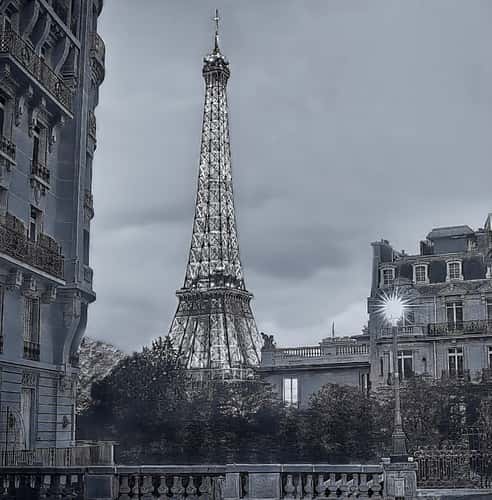 Eiffel Tower view from the street, Paris