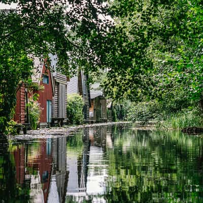 Wooden houses on the Havel, Germany