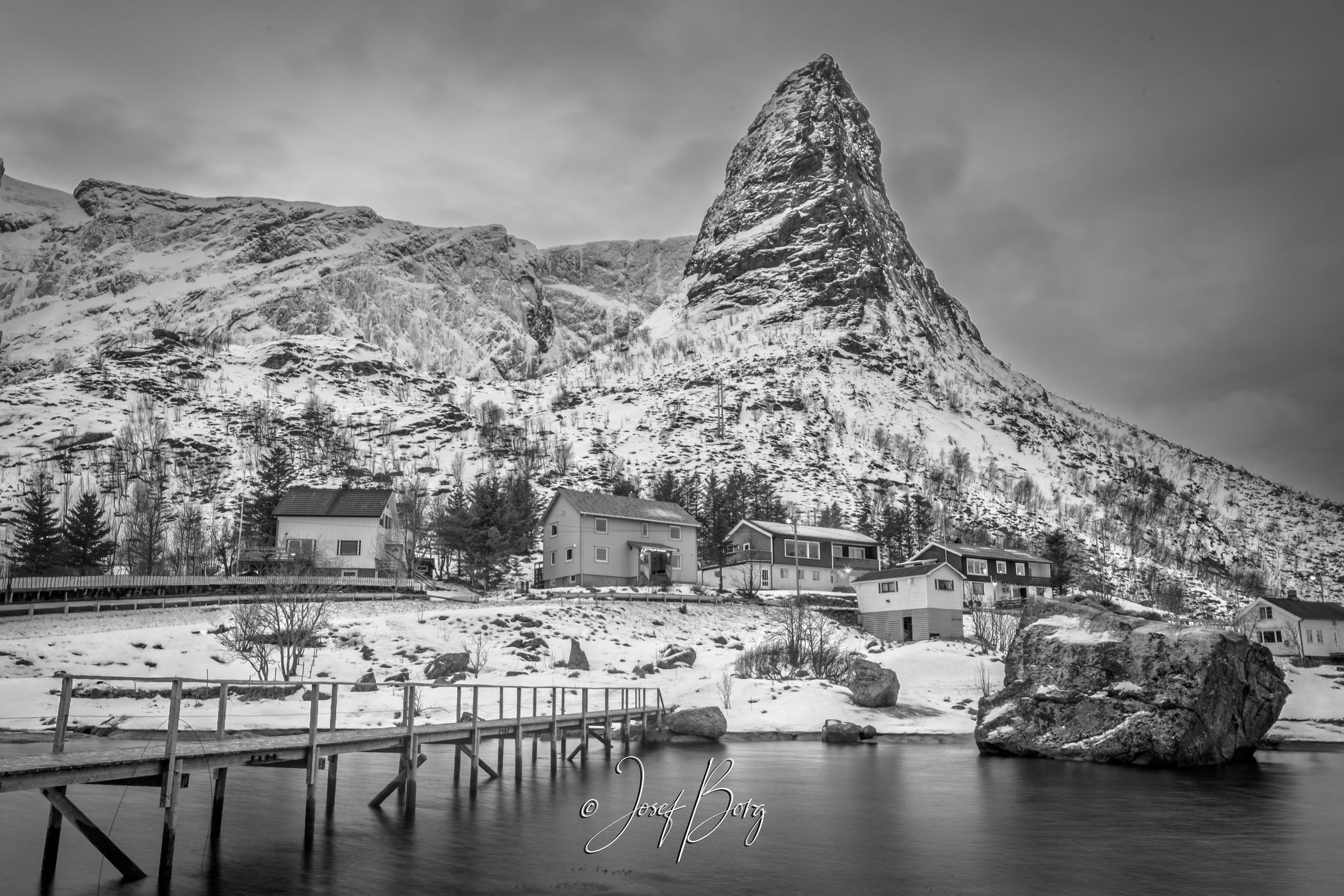 Horn from wooden bridge viewpoint, Reine, Lofoten, Norway