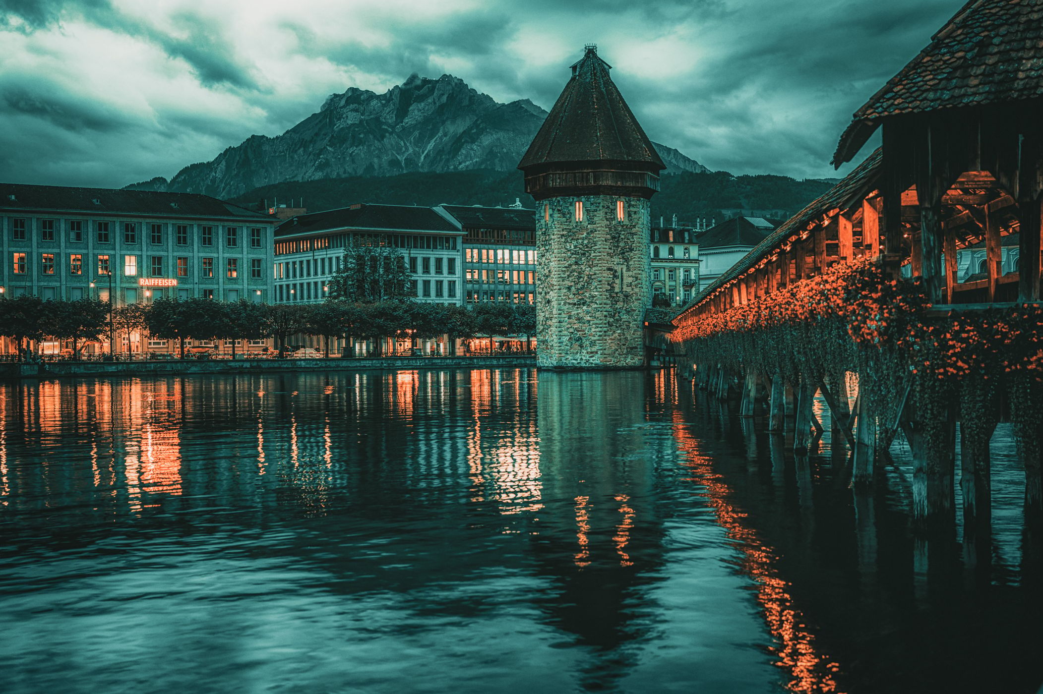Kapellbridge Lucerne (east view), Switzerland