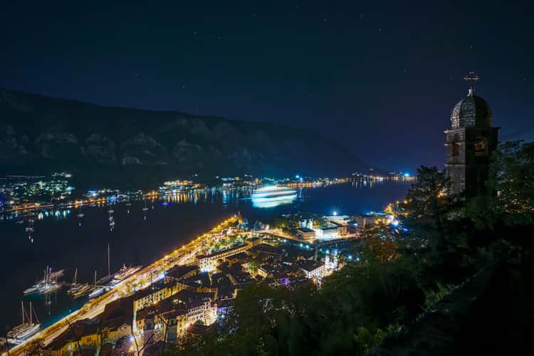 Kotor harbour from Church of Our Lady of Remedy