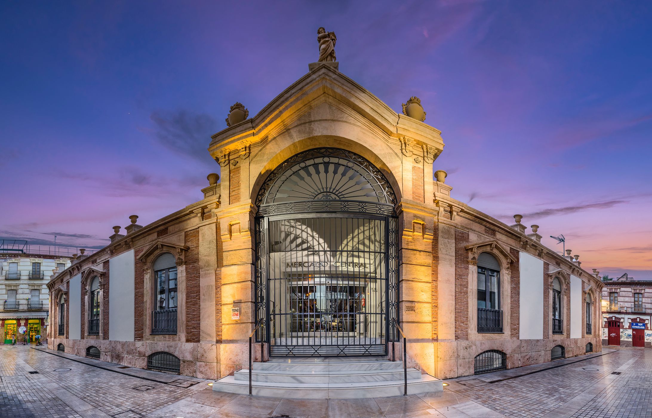 Main Entrance of Almería’s Central Market at Sunset, Spain