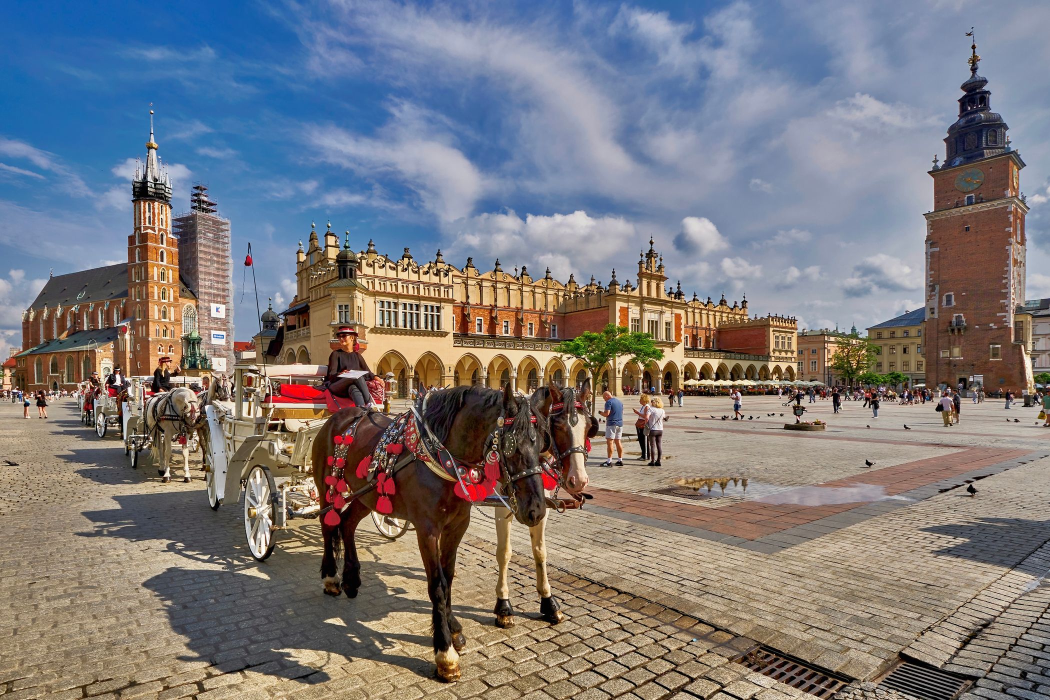 Panoramic view of Krakow's Main Market Square (Rynek Główny), Poland