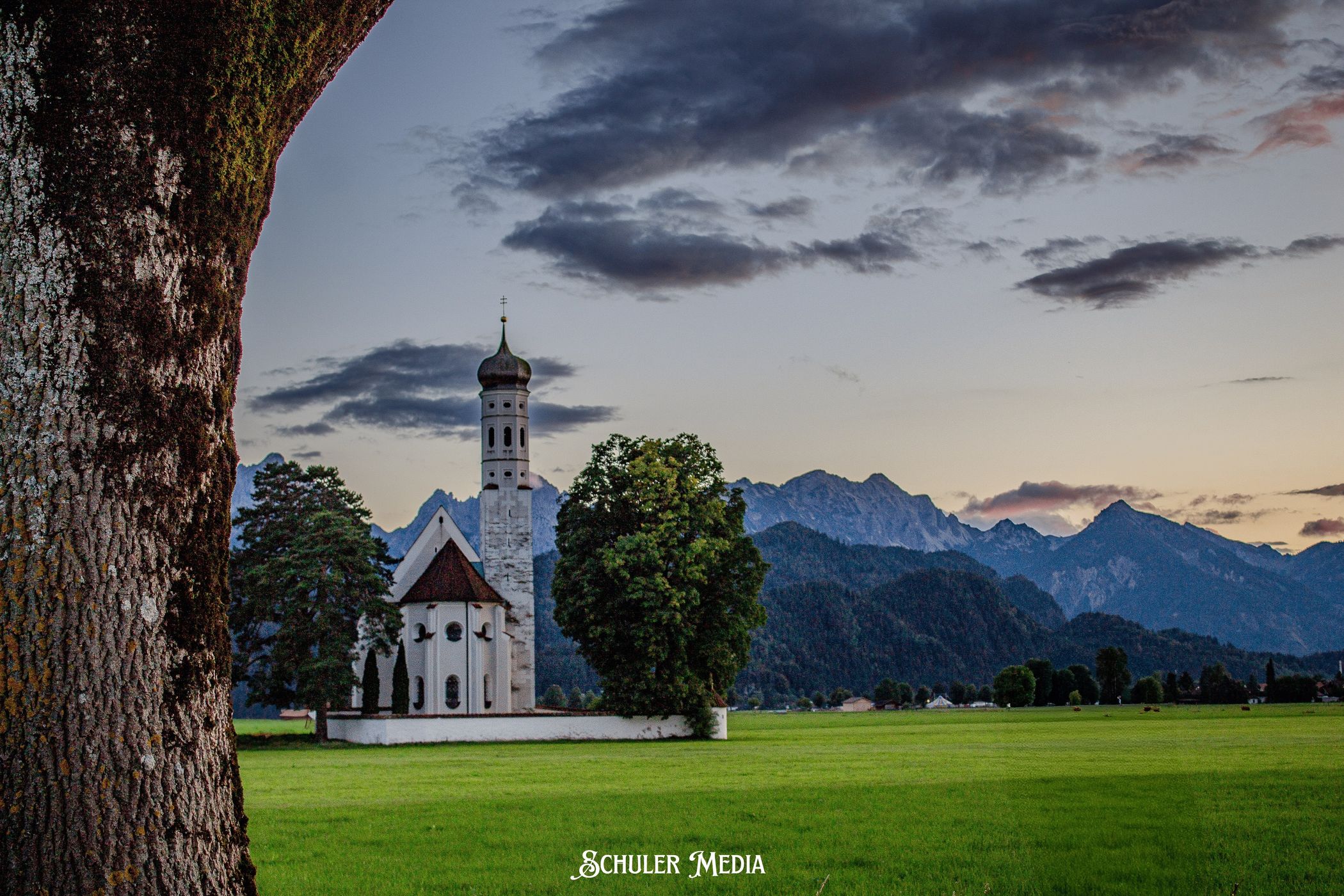 St. Coloman Church with Neuschwanstein, Bavaria, Germany