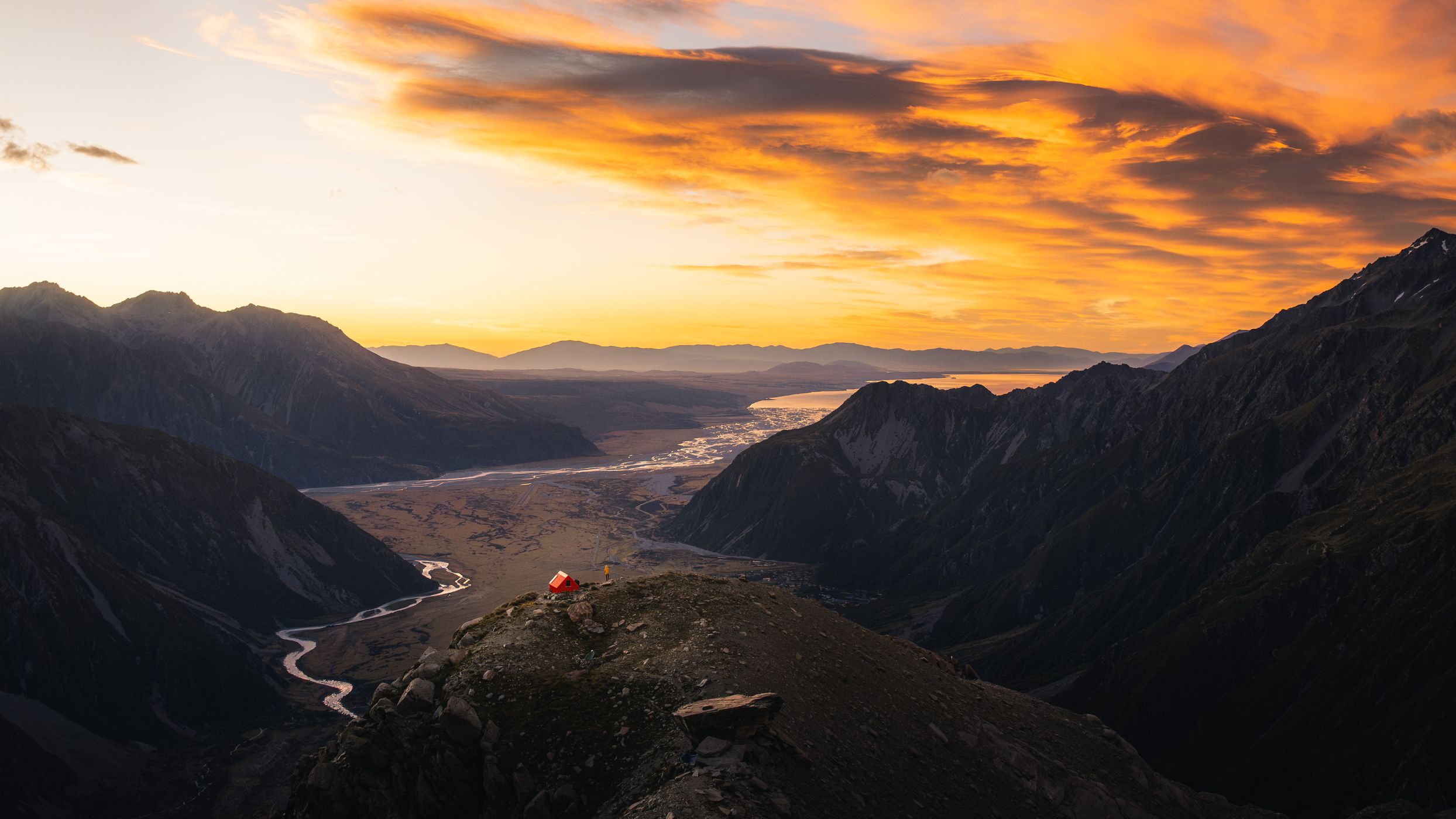 Valley view above Sefton Bivouac, Mount Cook National Park, New Zealand