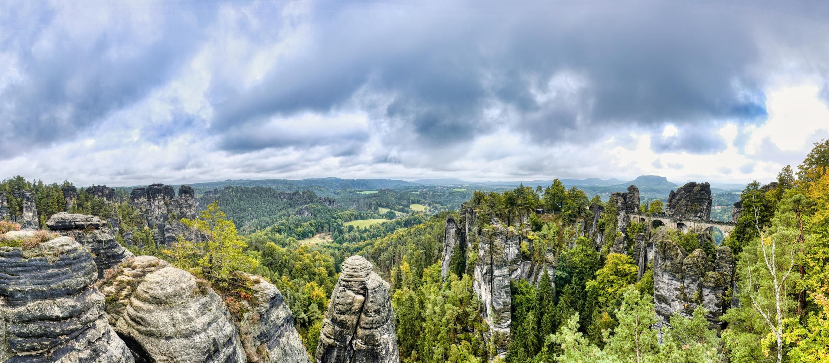 Basteibridge from Ferdinandstein, Saxon Switzerland, Germany