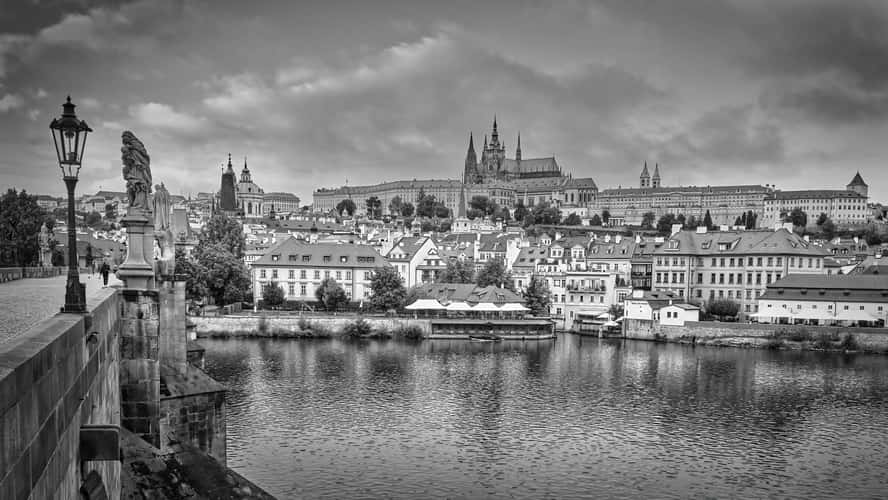 Charles Bridge and Old Town Panorama over the river