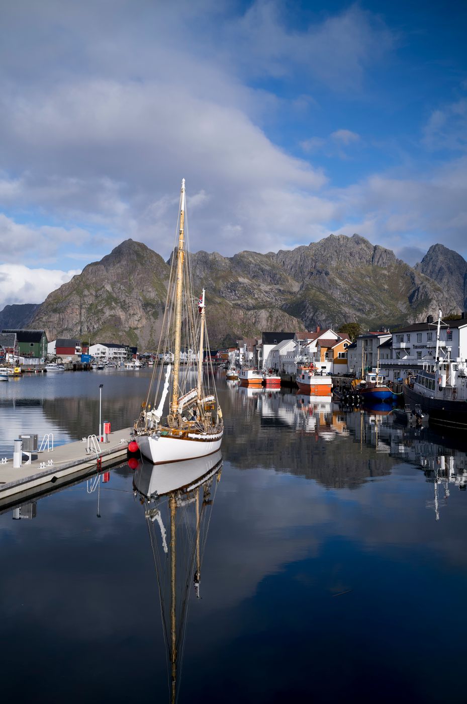 Classic harbour view of Henningsvær, Norway
