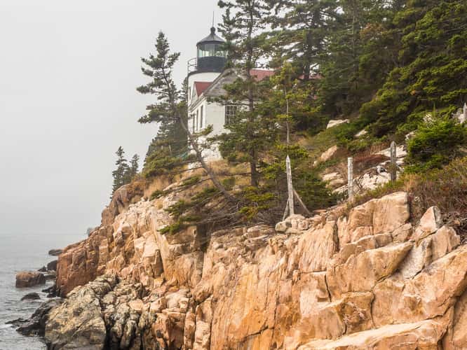 Cliff view of Bass Harbor Head Lighthouse