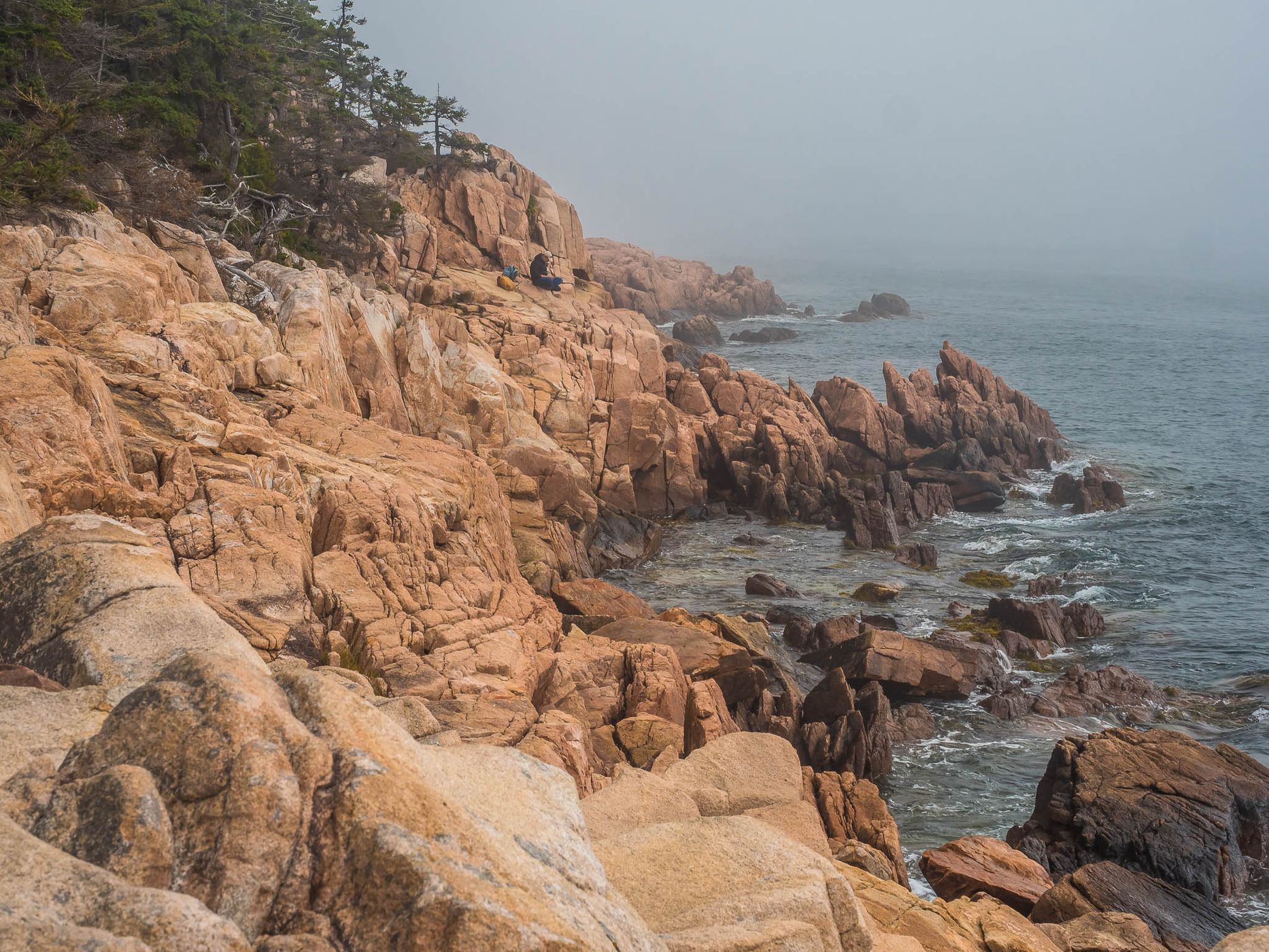 Cliff view of Bass Harbor Head Lighthouse, USA