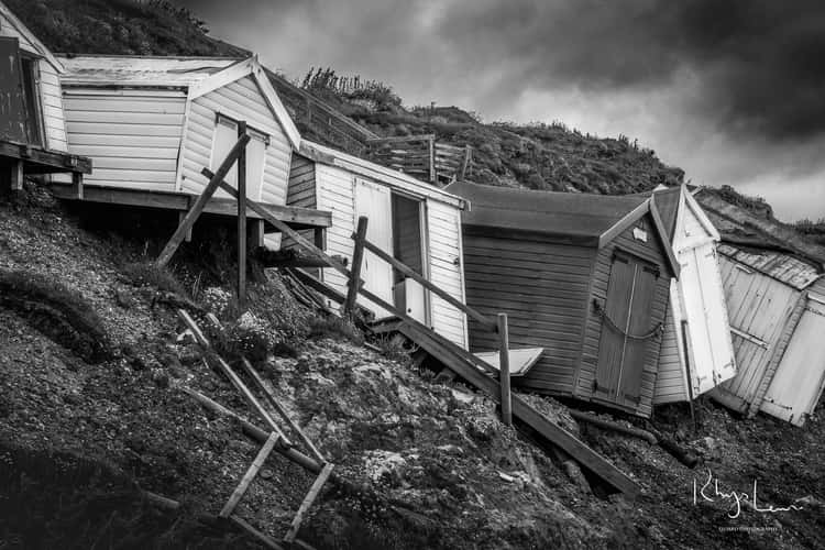 Damaged Beach Huts, Milford on Sea
