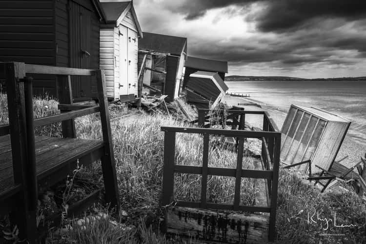 Damaged Beach Huts, Milford on Sea