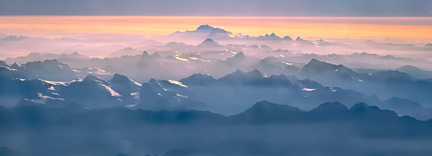 Flight over the alps
