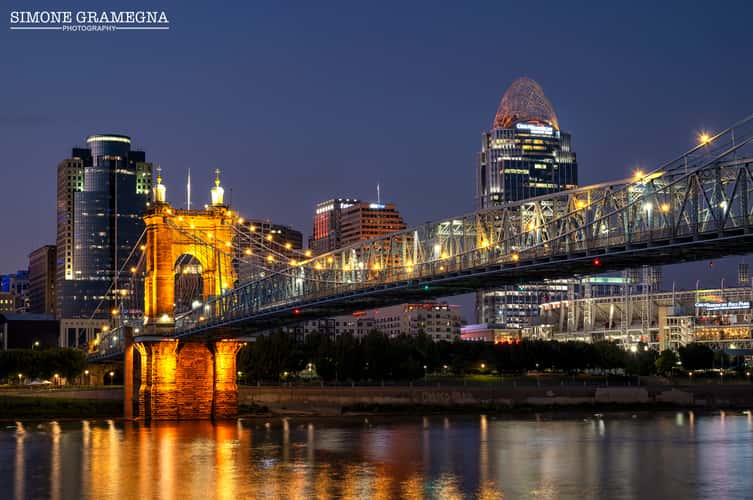 John A. Roebling Suspension Bridge & Cincinnati Skyline