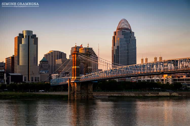 John A. Roebling Suspension Bridge & Cincinnati Skyline