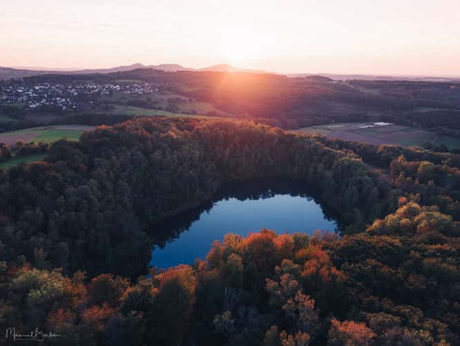 Lake at basalt quarry Eudenberg
