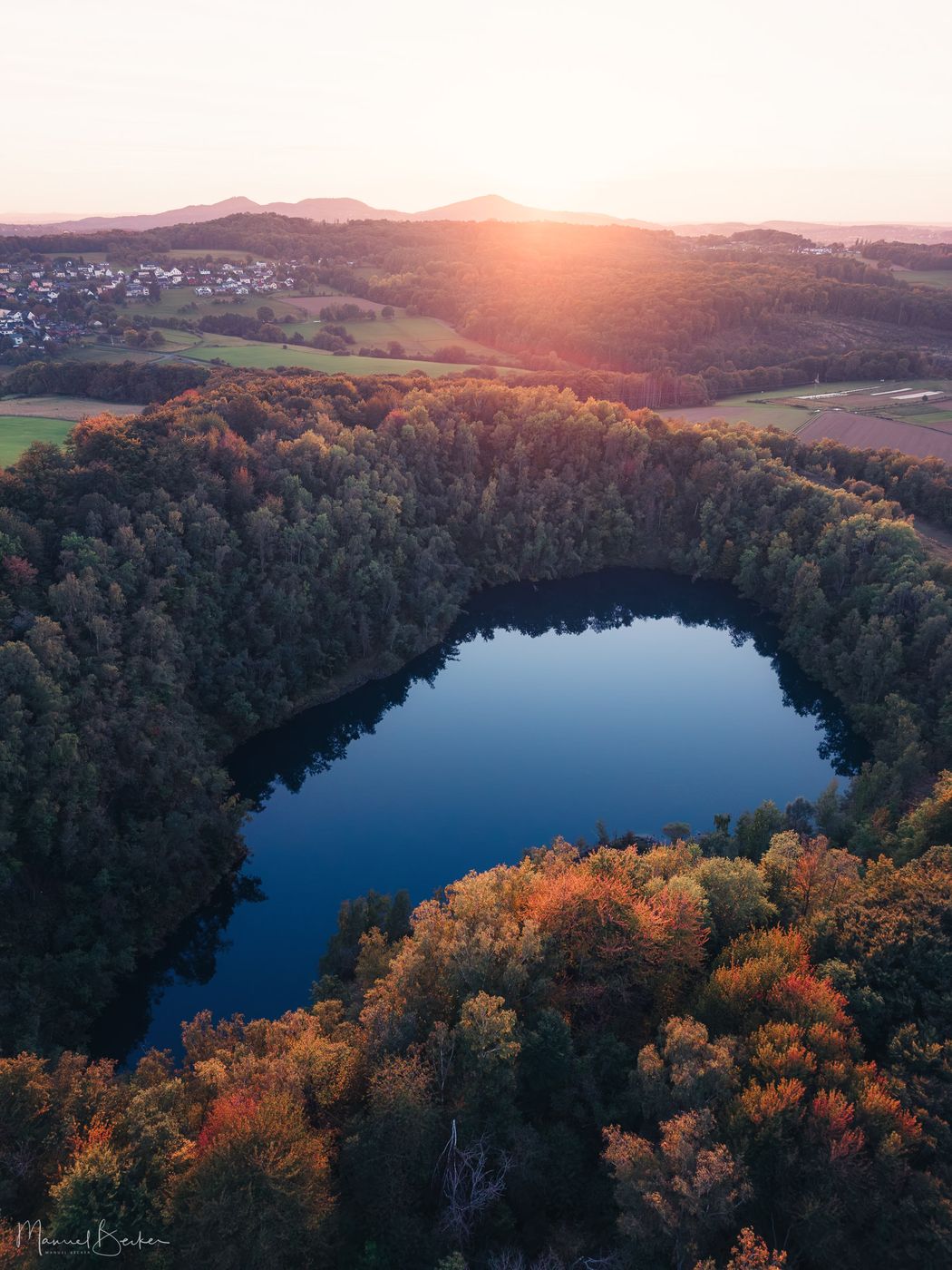 Lake at basalt quarry Eudenberg, Germany