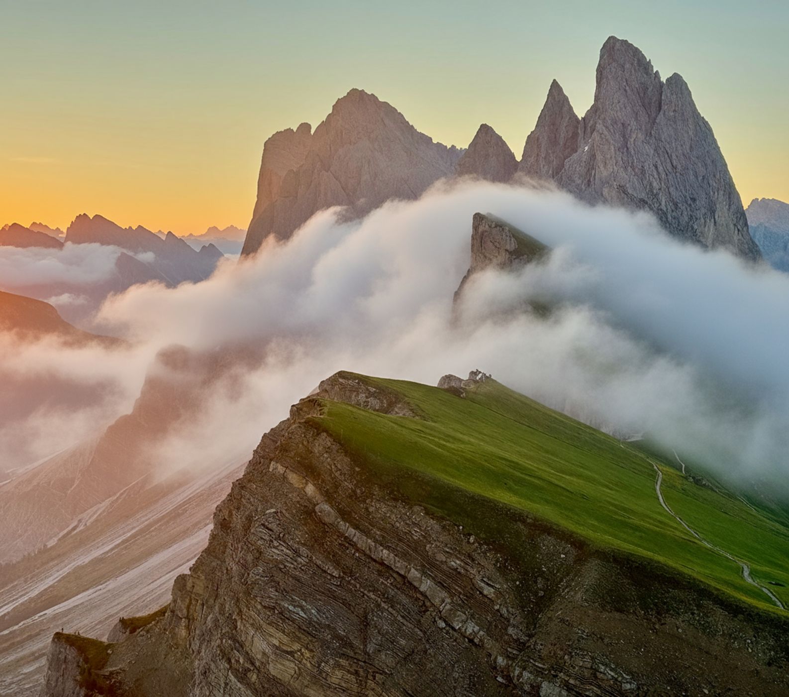 Seceda classic view point, South Tyrol, Italy