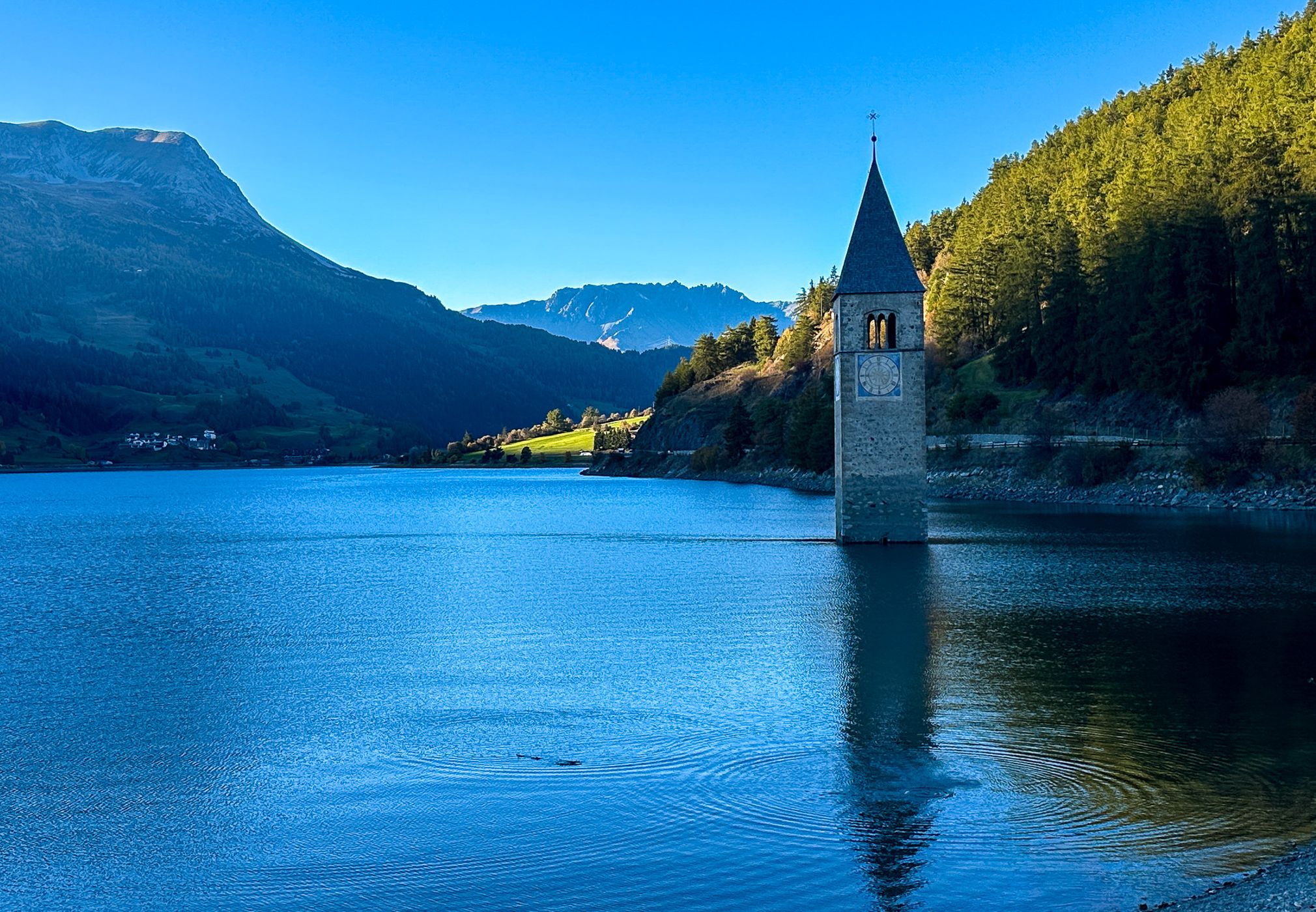 Submerged Church Tower of Graun, Lake Reschen/Resia, Italy
