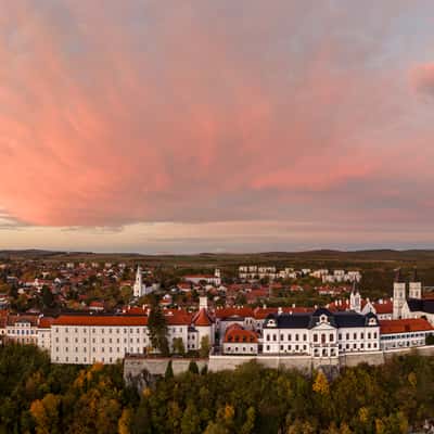 Sunrise over the fort of Veszprém city, Hungary, Hungary