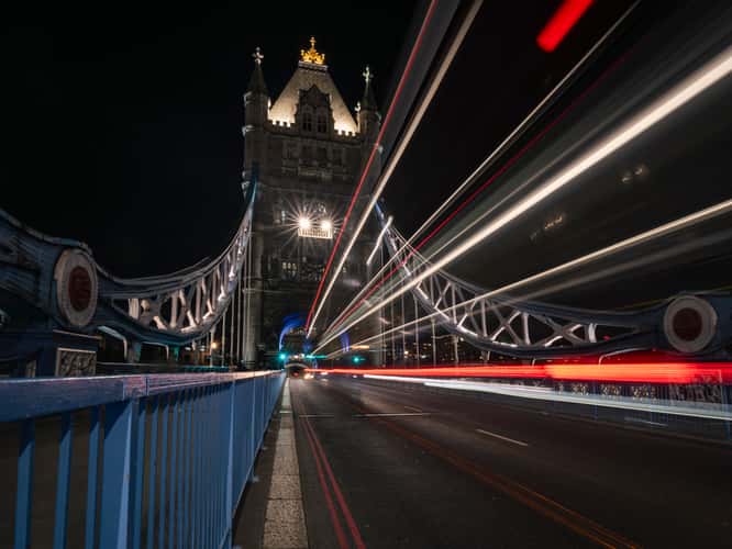 Traffic on the Tower Bridge, London