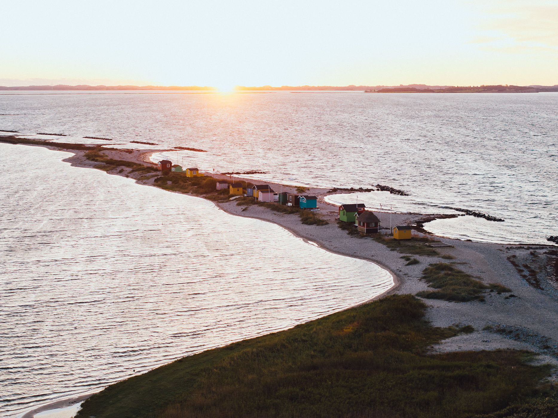 Aerial view of Marstal beach houses, Aerø, Denmark, Denmark