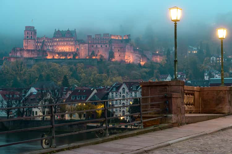 View of Heidelberg Castle from the Old Bridge, Heidelberg