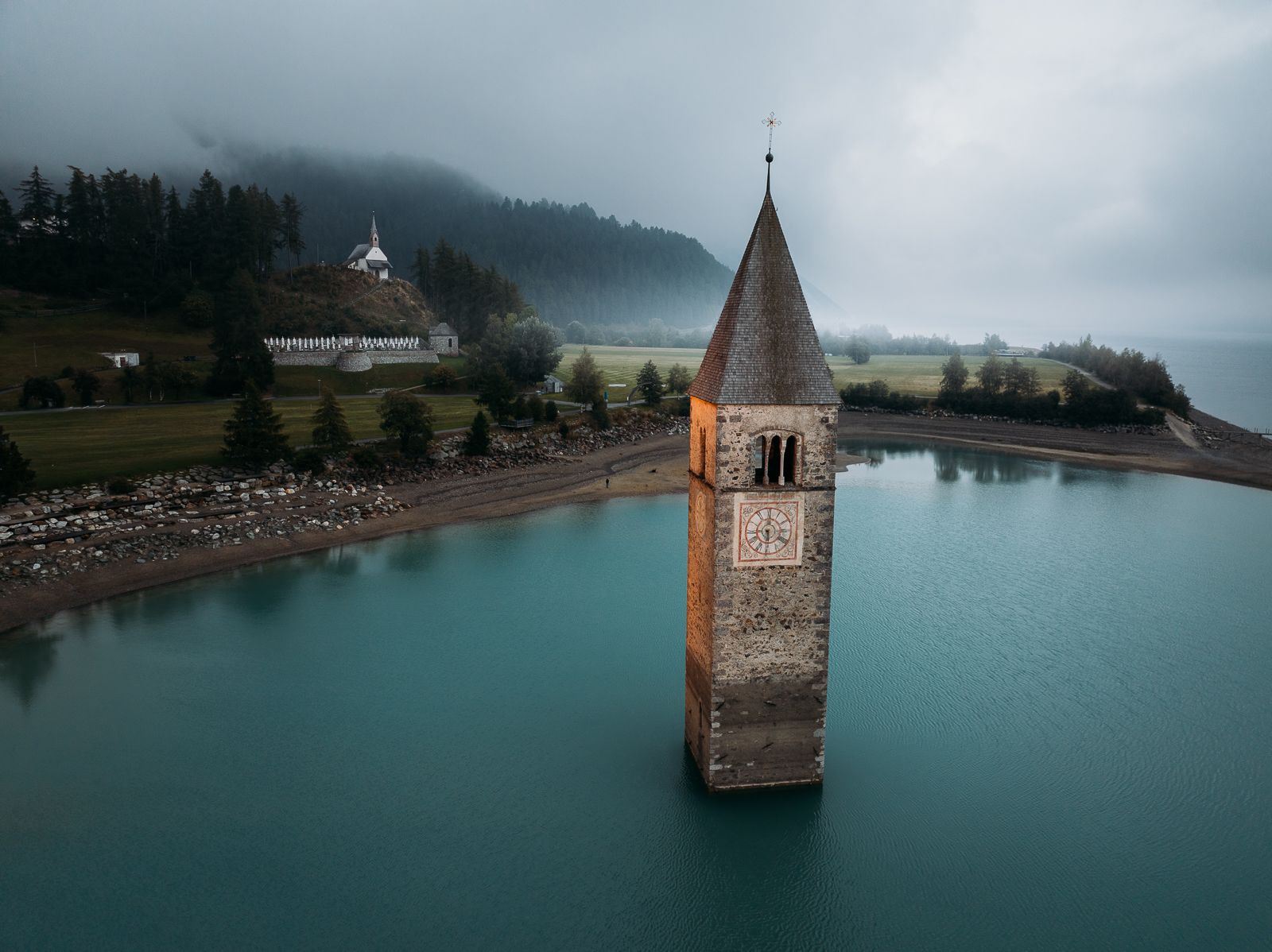 Altgraun sunken Church Bell Tower, Italy