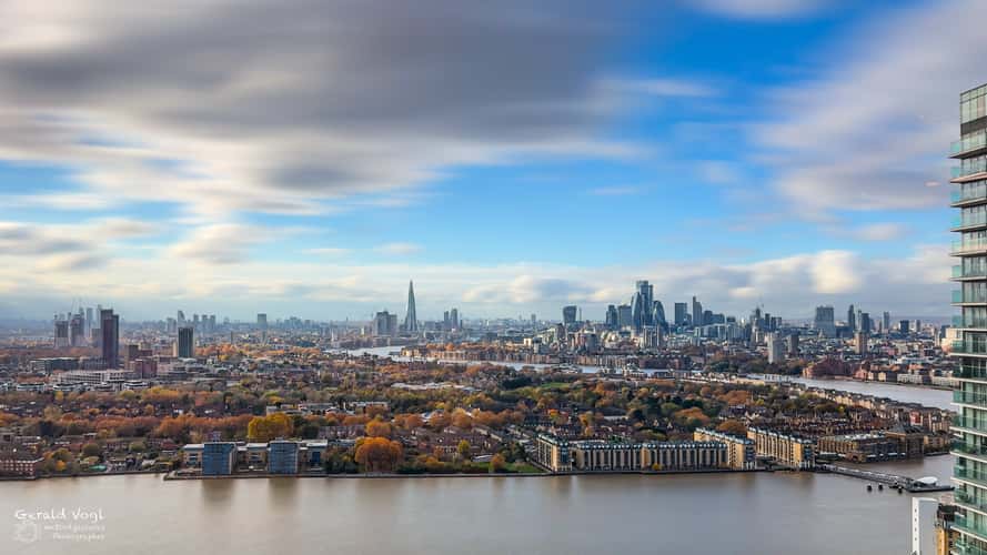 Blick auf die Innenstadt vom Novotel Canary Wharf