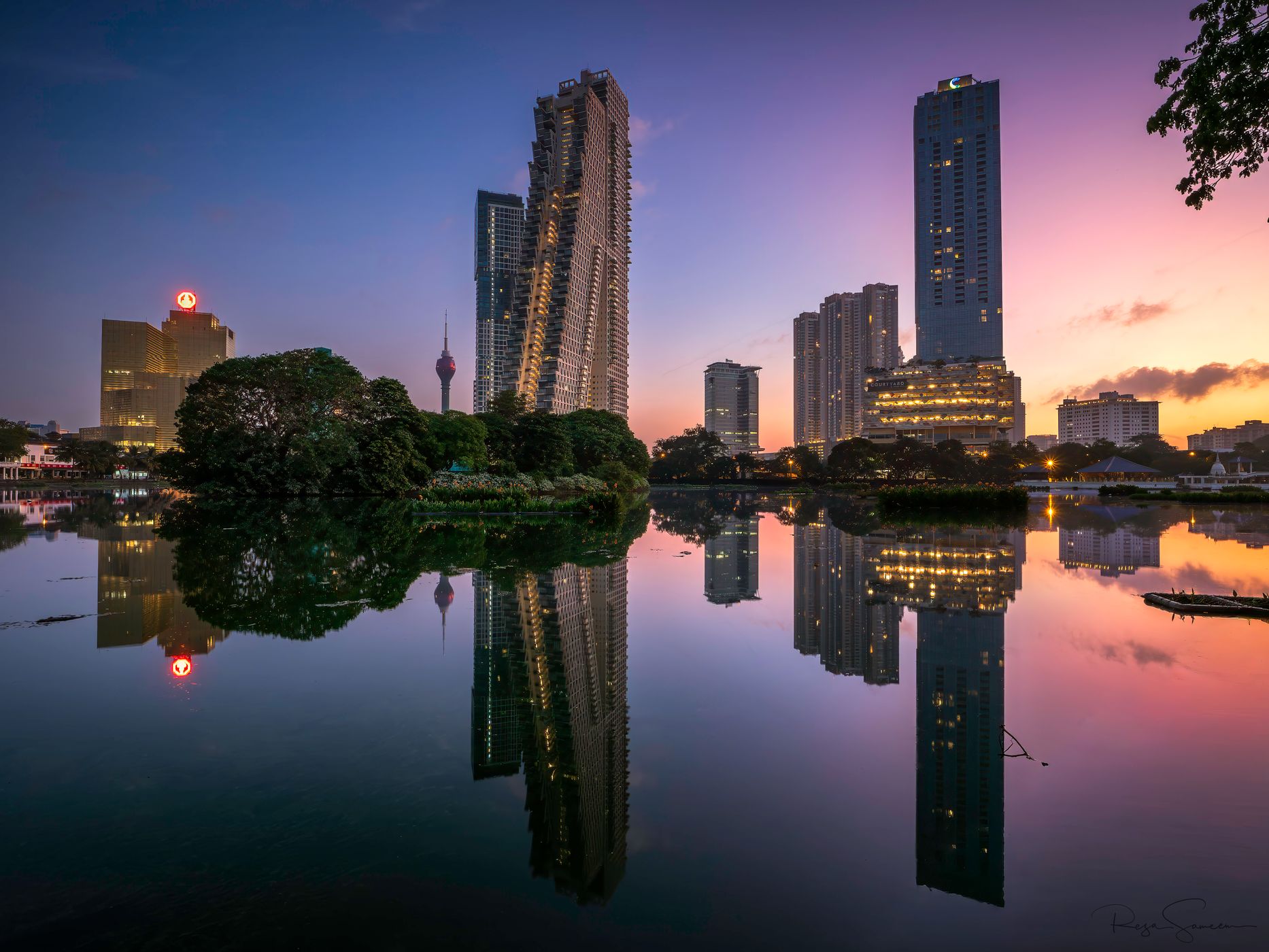 Colombo Skyline: Altair & Lotus Tower Reflection, Sri Lanka