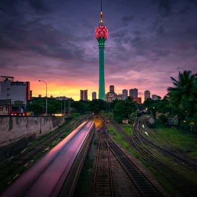 Colombo's Golden Hour Grandeur (Lotus Tower & Railway), Sri Lanka