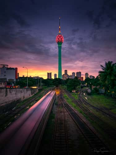 Colombo's Golden Hour Grandeur (Lotus Tower & Railway)