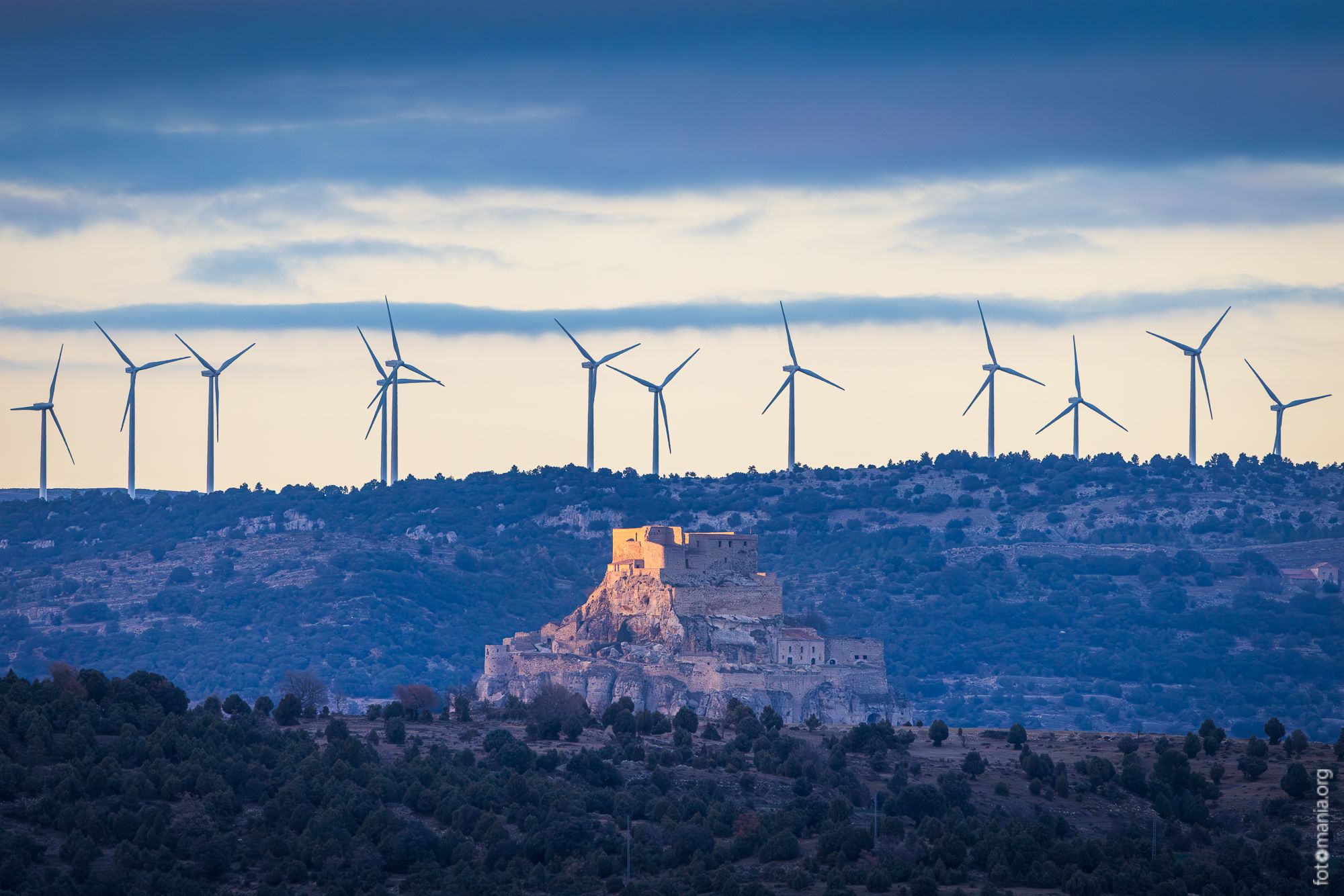Distant view to the castle of Morella, Spain