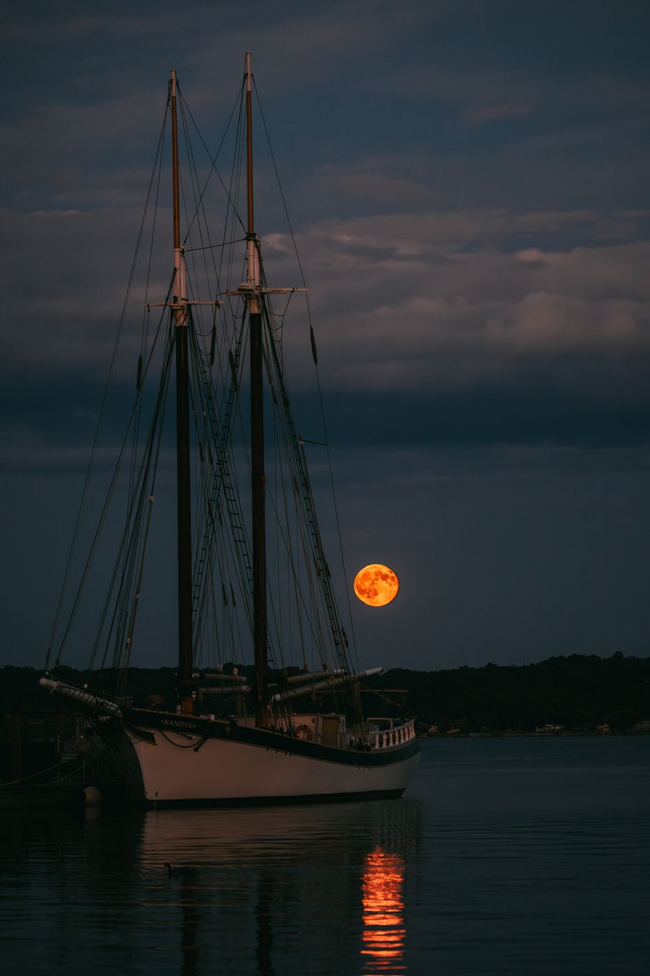 Full moon at Lake Michigan, USA