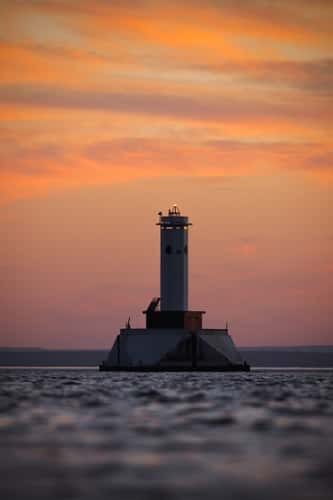 Lighthouses from Mission Point, Mackinac Island