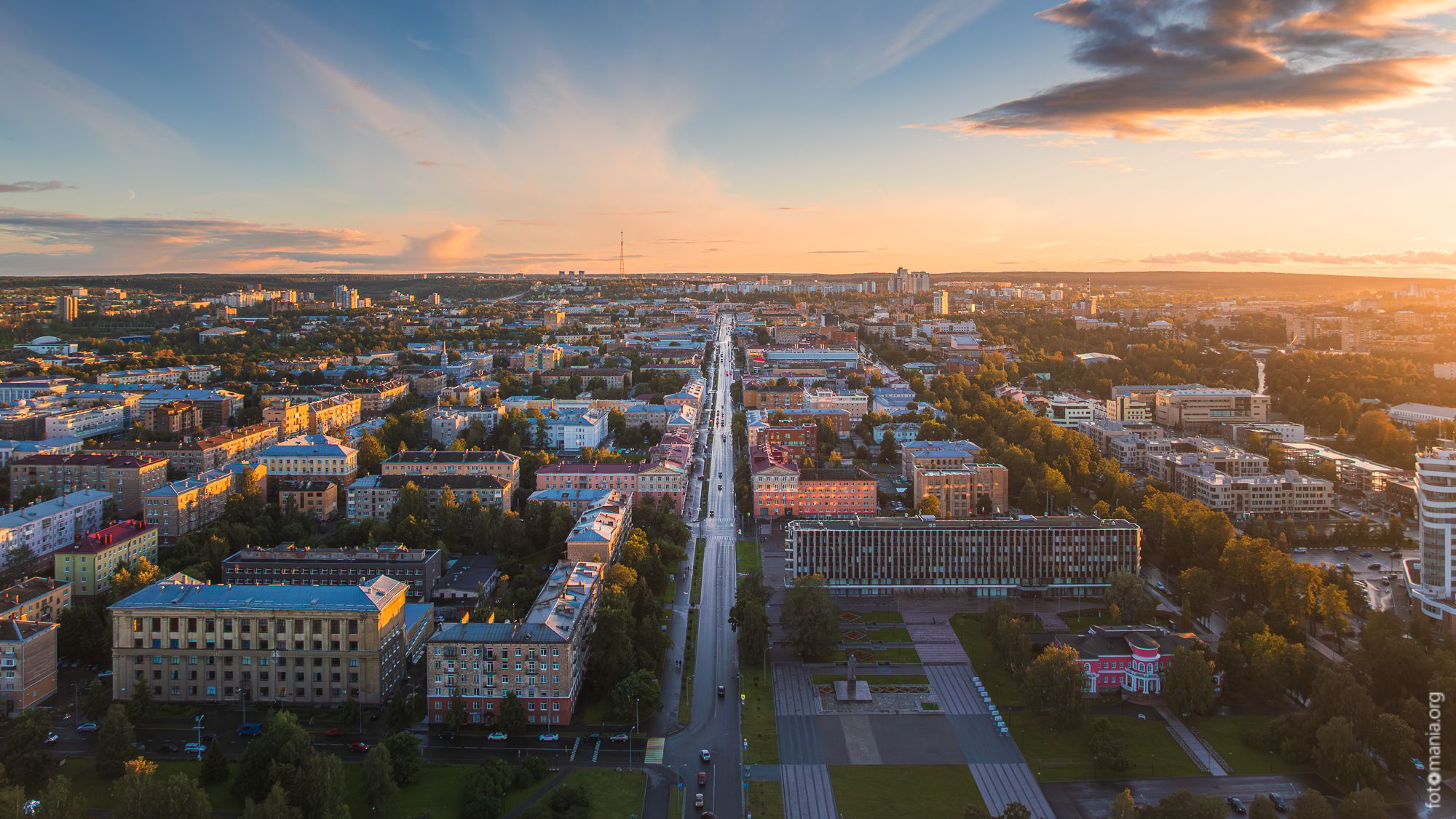 Main street, Petrozavodsk (drone), Russian Federation