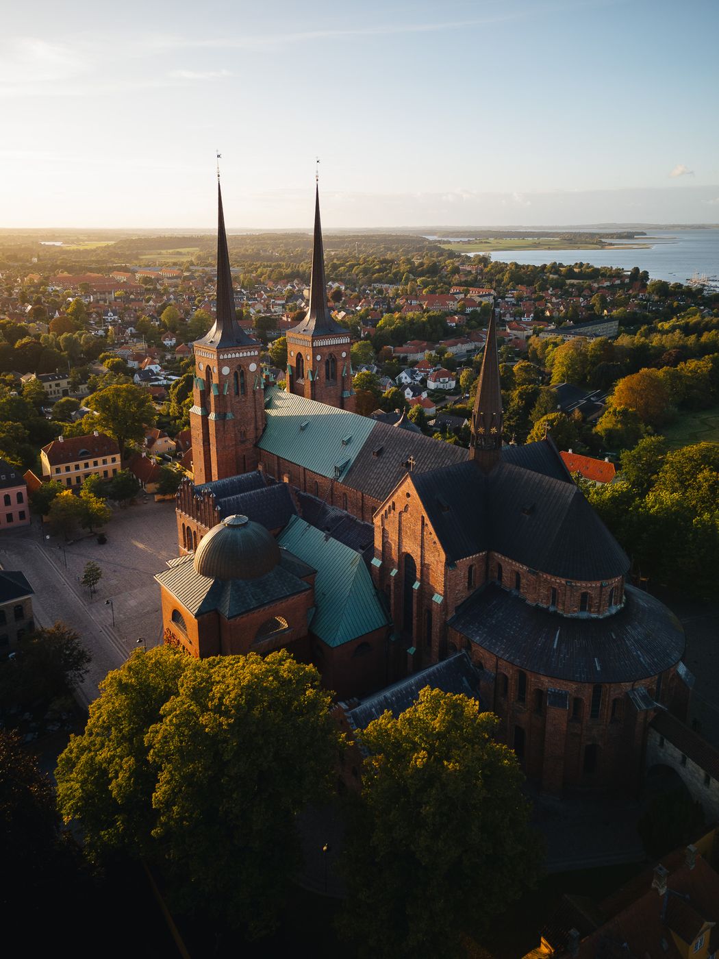 Roskilde Cathedral from above, Denmark