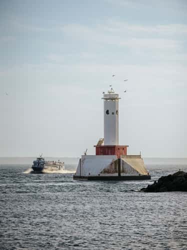 Lighthouses from the ferry drive, Mackinac Island